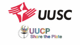 The UUSC logo floating over the UUCP share the plate logo on a white background.